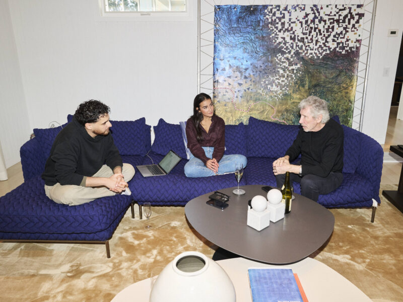 Mohammed El-Kurd, Mona Miari, and Roger Waters. Photography by David Barron