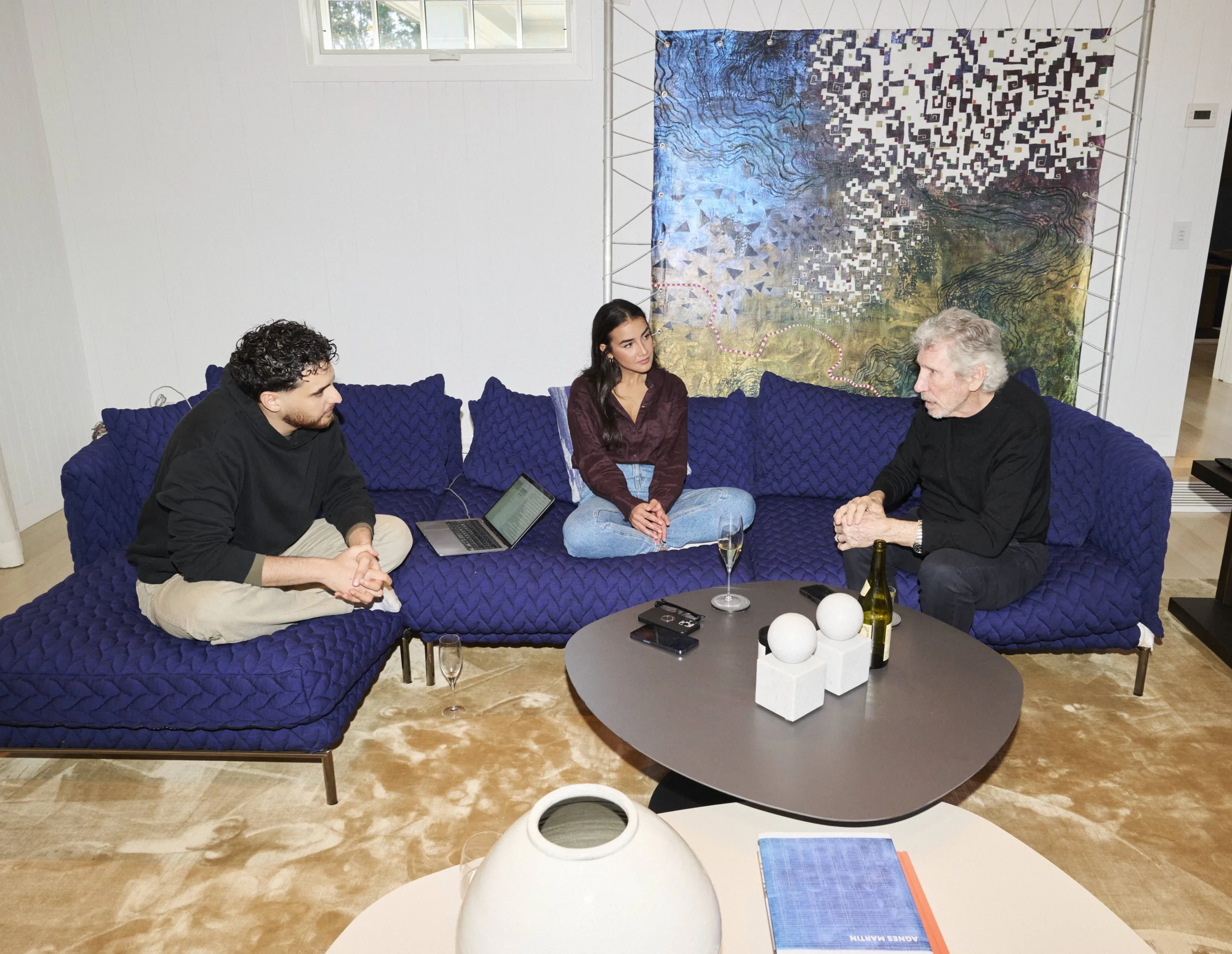Mohammed El-Kurd, Mona Miari, and Roger Waters. Photography by David Barron